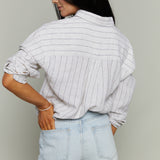 Paige Striped Linen Button Up Top