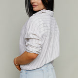 Paige Striped Linen Button Up Top