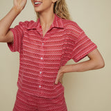 Teagan Woven Button Up - Red