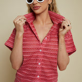 Teagan Woven Button Up - Red