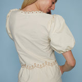 Jodi Eyelet Puff Sleeve Front Tie Top