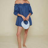 Ginger Off Shoulder Denim Romper - Medium Wash