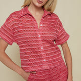 Teagan Woven Button Up - Red