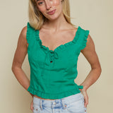 Shannon Ruffle Trim Corset Top - Green