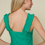 Shannon Ruffle Trim Corset Top - Green