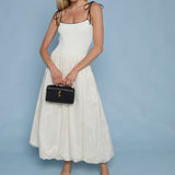 Kianna Bubble Hem Mixed Media Maxi Dress
