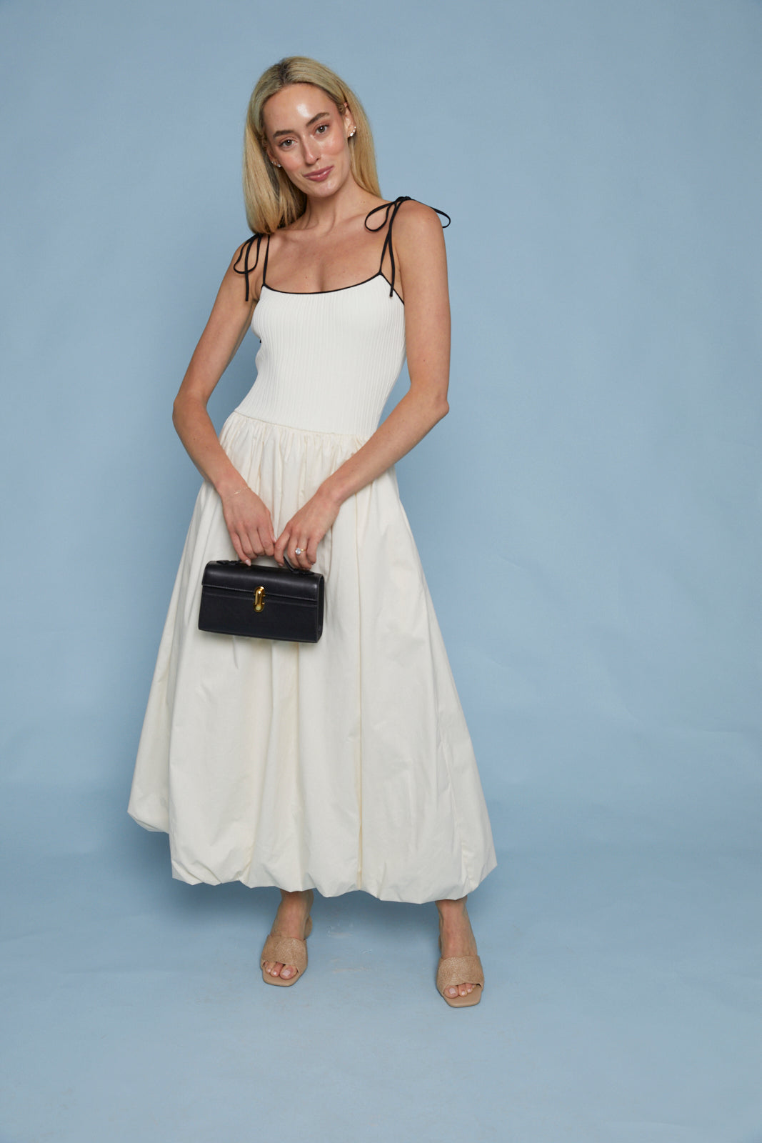 white christmas dresses Bubble Hem Drop Waist Dress White M white christmas dresses Bubble Hem Drop Waist Dress White M