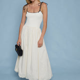 Kianna Bubble Hem Mixed Media Maxi Dress