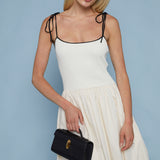 Kianna Bubble Hem Mixed Media Maxi Dress
