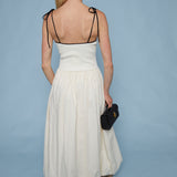 Kianna Bubble Hem Mixed Media Maxi Dress