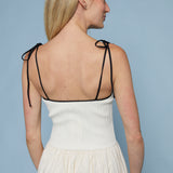 Kianna Bubble Hem Mixed Media Maxi Dress