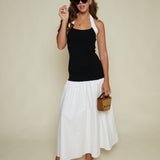 Madilyn Halter Mixed Media Maxi Dress