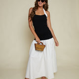 Madilyn Halter Mixed Media Maxi Dress