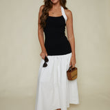 Madilyn Halter Mixed Media Maxi Dress