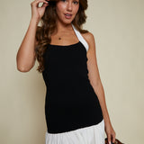 Madilyn Halter Mixed Media Maxi Dress