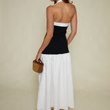 Madilyn Halter Mixed Media Maxi Dress