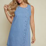 Keaton Scalloped Denim Shift Mini Dress