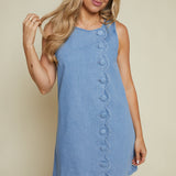 Keaton Scalloped Denim Shift Mini Dress