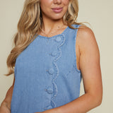 Keaton Scalloped Denim Shift Mini Dress