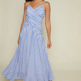 Tessa Striped Crossover Maxi Dress