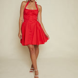 Rihanna Pleated Halter Mini Dress