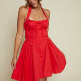 Rihanna Pleated Halter Mini Dress