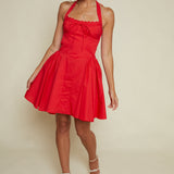 Rihanna Pleated Halter Mini Dress