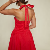 Rihanna Pleated Halter Mini Dress