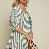 Birdie Puff Sleeve Striped Romper