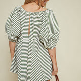 Birdie Puff Sleeve Striped Romper