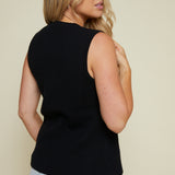 Brandi V-Neck Knit Vest - Black