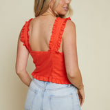 Shannon Ruffle Trim Corset Top - Orange