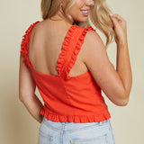 Shannon Ruffle Trim Corset Top - Orange