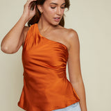 Jaycee Satin One Shoulder Top