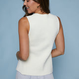Brandi V-Neck Knit Vest - Cream