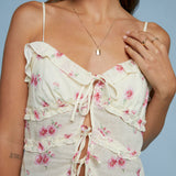 Bea Tie-Front Top - Pink Floral