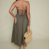 Kate Strappy Back Dress - Driftwood