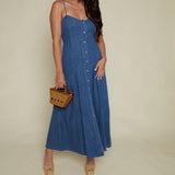 Stevie Denim Midi Dress - Medium Indigo