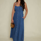 Stevie Denim Midi Dress - Medium Indigo