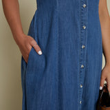 Stevie Denim Midi Dress - Medium Indigo
