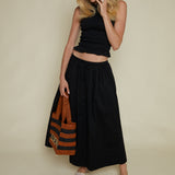 Macky Poplin Maxi Skirt - Noir