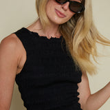Lorelai Smocked Tank - Noir