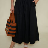 Macky Poplin Maxi Skirt - Noir
