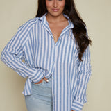 Twyla Striped Linen Button Down - Boathouse