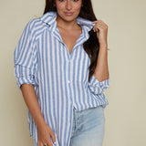 Twyla Striped Linen Button Down - Boathouse