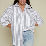 Kayla Oversized Striped Button Up - Noir