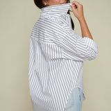 Kayla Oversized Striped Button Up - Noir