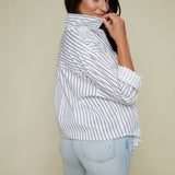 Kayla Oversized Striped Button Up - Noir