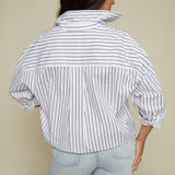 Kayla Oversized Striped Button Up - Noir