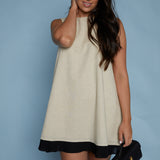 Odessa Pleated Trim Mini Dress